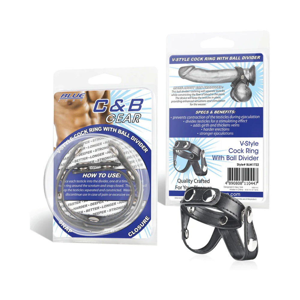 Blue Line C & B Gear V-style Cock Ring with Ball Divider