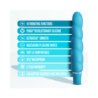 Blush Luxe Anastasia Silicone Slimline Vibrator Aqua