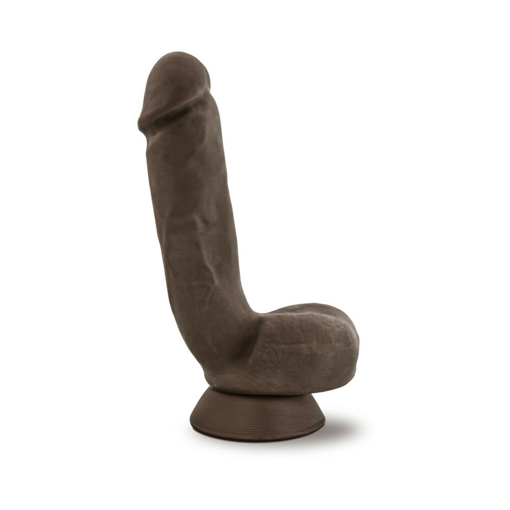 Blush Au Naturel Jerome 8.5 in. Posable Dual Density Dildo with Balls & Suction Cup Brown