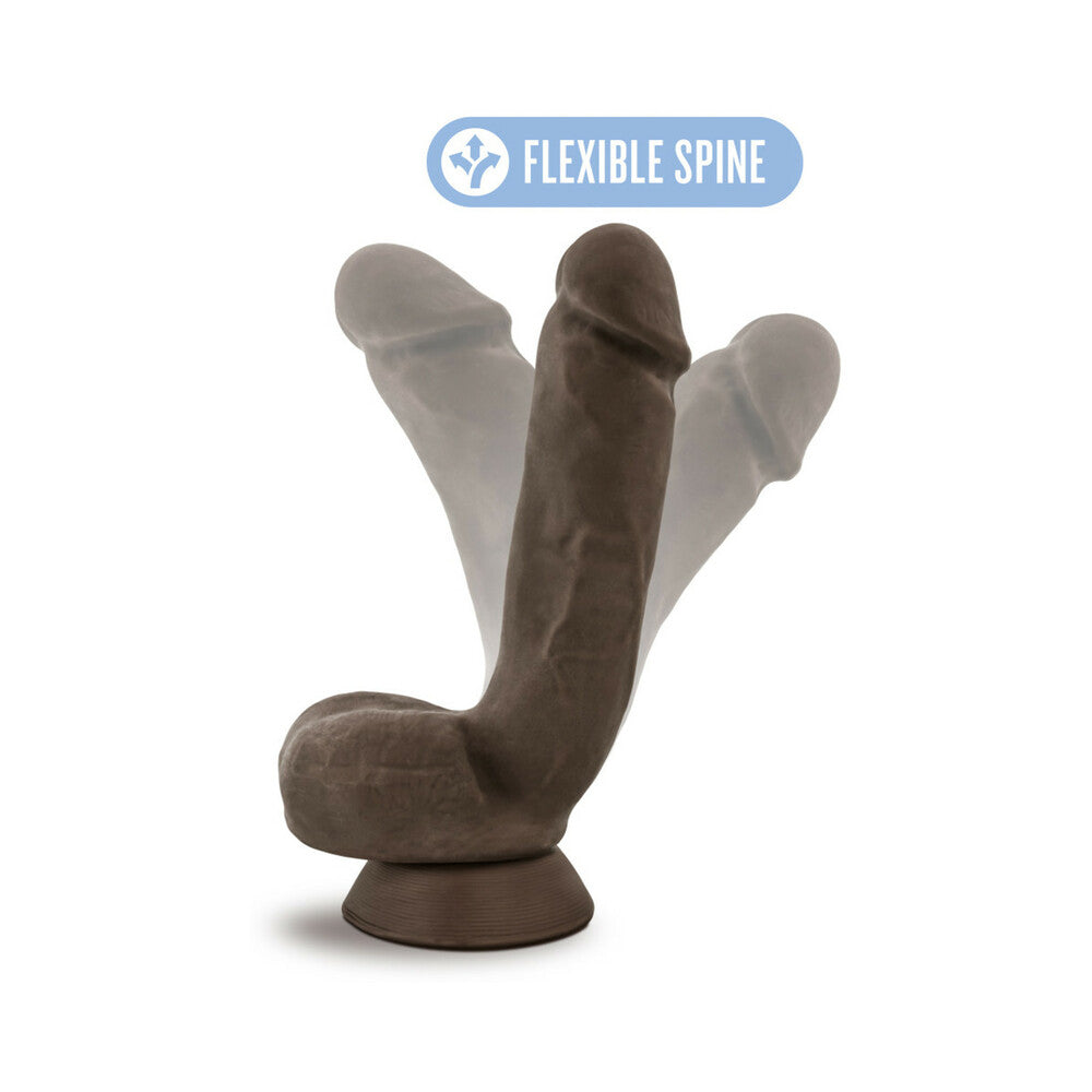 Blush Au Naturel Jerome 8.5 in. Posable Dual Density Dildo with Balls & Suction Cup Brown