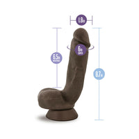 Blush Au Naturel Jerome 8.5 in. Posable Dual Density Dildo with Balls & Suction Cup Brown