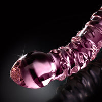 Pipedream Icicles No. 55 Curved Textured 7.75 in. Dual-Ended Glass Dildo Pink