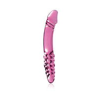 Pipedream Icicles No. 57 Curved Textured 9 in. Dual-Ended Glass Dildo Pink