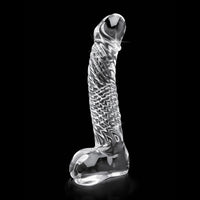 Pipedream Icicles No. 61 Curved Textured 6.5 in. Glass Dildo Clear