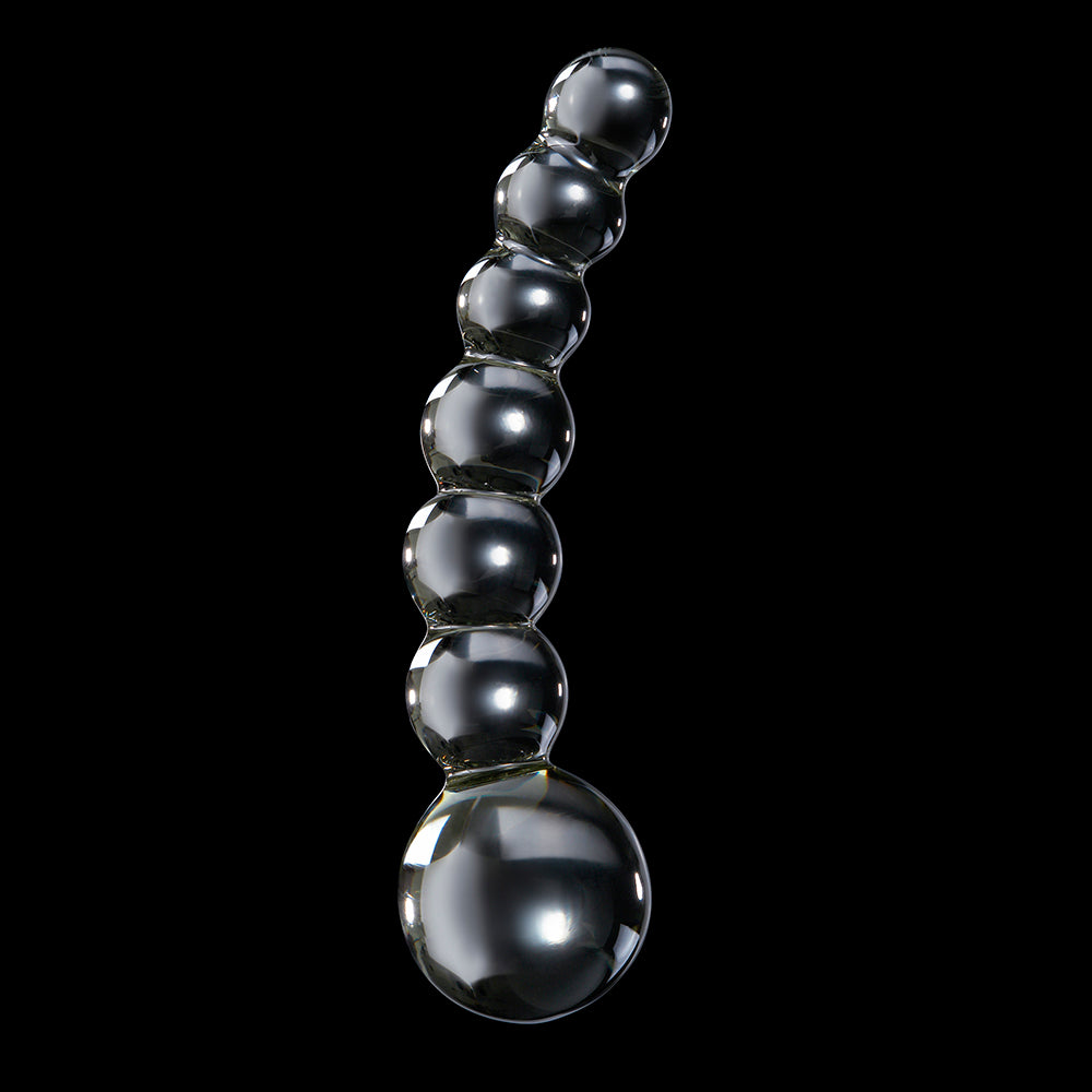 Pipedream Icicles No. 66 Curved Beaded 4.75 in. Glass Dildo Clear