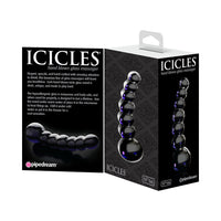 Pipedream Icicles No. 66 Curved Beaded 4.75 in. Glass Dildo Black