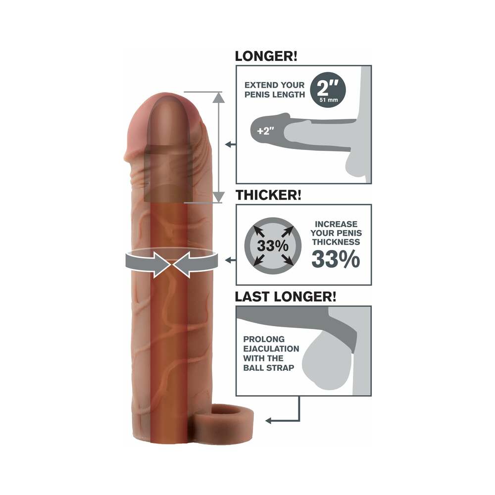 Pipedream Fantasy X-tensions Perfect 2 in. Extension With Ball Strap Brown
