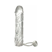 Pipedream Fantasy X-tensions Vibrating Super Sleeve 1 in. Extension With Ball Strap Clear