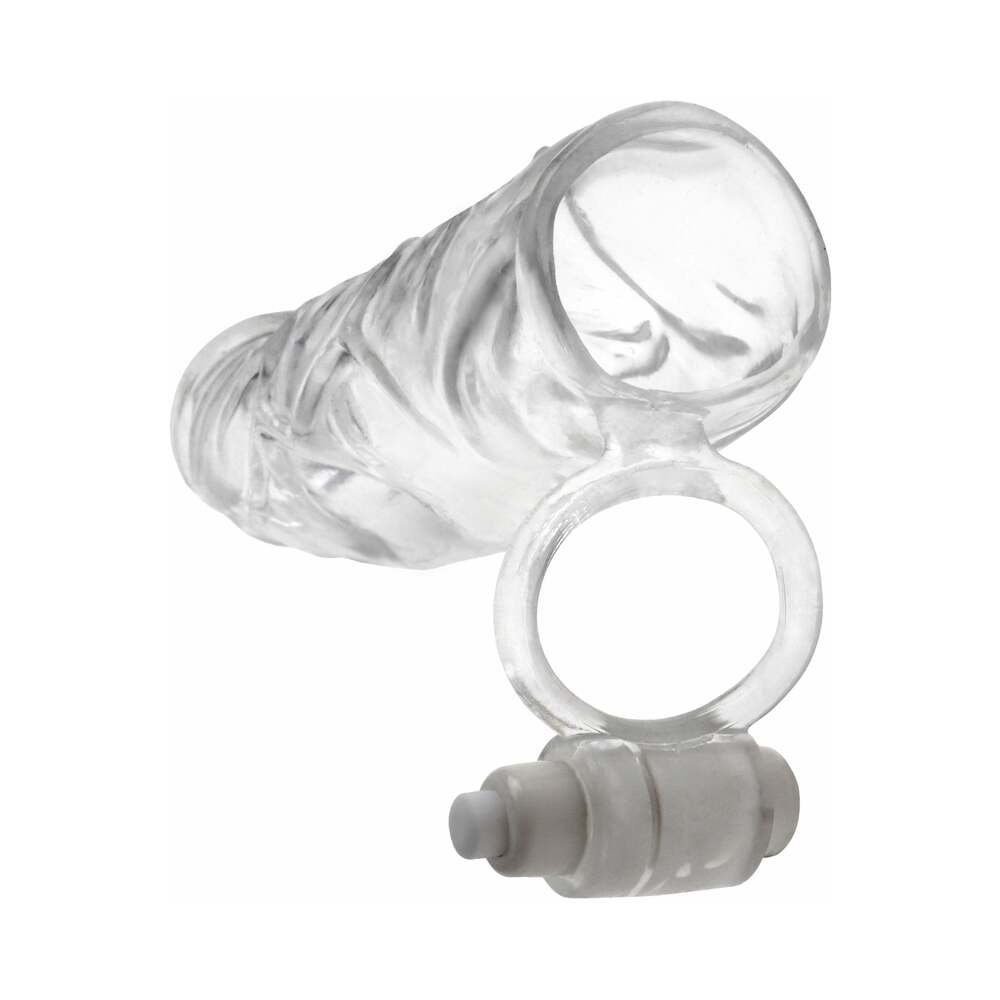 Pipedream Fantasy X-tensions Vibrating Super Sleeve 1 in. Extension With Ball Strap Clear