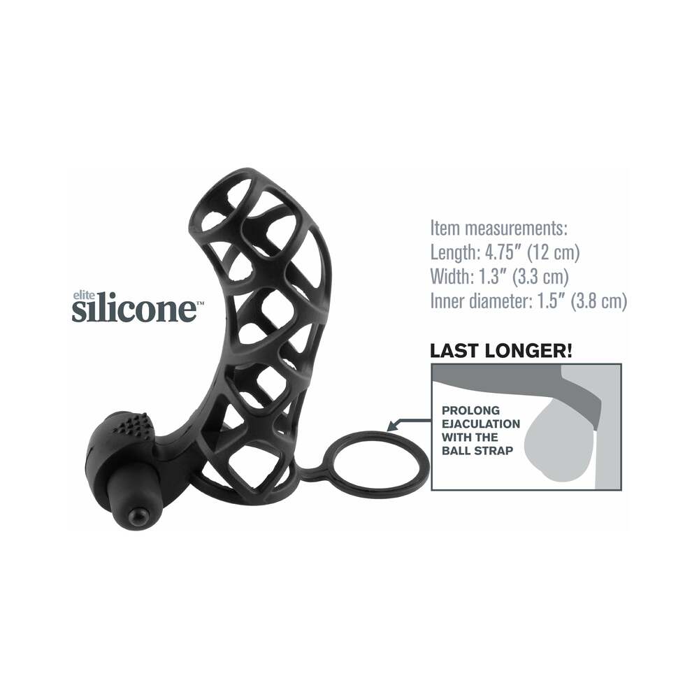 Pipedream Fantasy X-tensions Vibrating Extreme Silicone Power Cage Black
