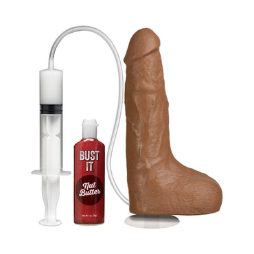 Bust It Squirting Realistic Cock Brown w/1oz Nut Butter