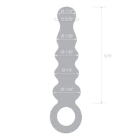 Glas 7.5 in. Quintessence Beaded Anal Slider Glass Dildo with Ring Handle