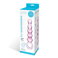 Glas 7.5 in. Quintessence Beaded Anal Slider Glass Dildo with Ring Handle