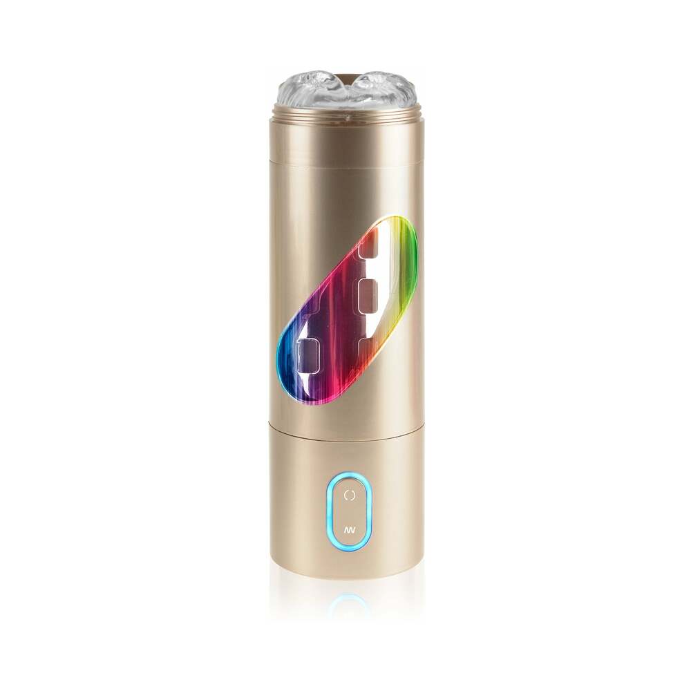 PDX Rechargeable Roto-Bator Ass Light-Up Rotating Stroker Clear/Gold