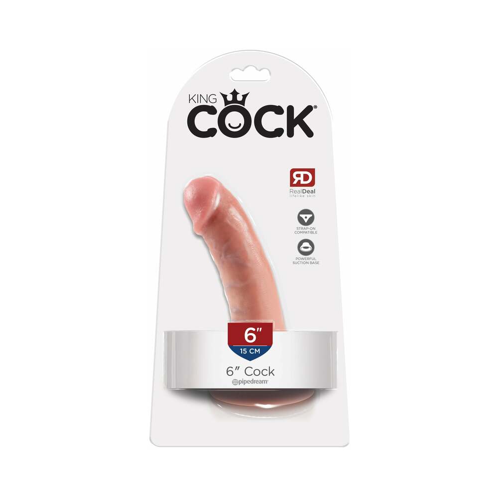 Pipedream King Cock 6 in. Cock Realistic Dildo With Suction Cup Beige