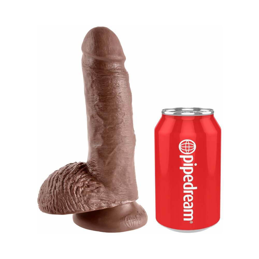 Pipedream King Cock 7 in. Cock With Balls Realistic Suction Cup Dildo Brown