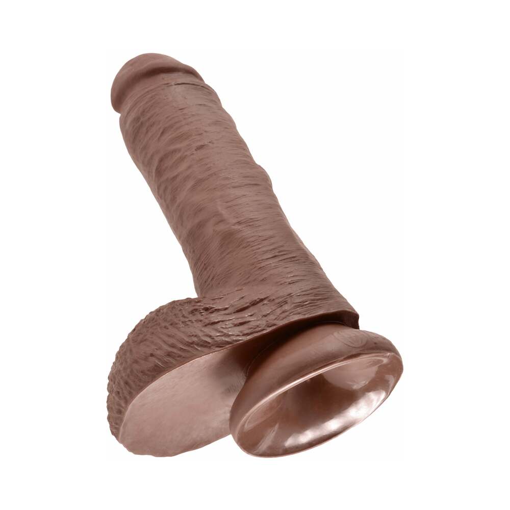 Pipedream King Cock 8 in. Cock With Balls Realistic Suction Cup Dildo Brown