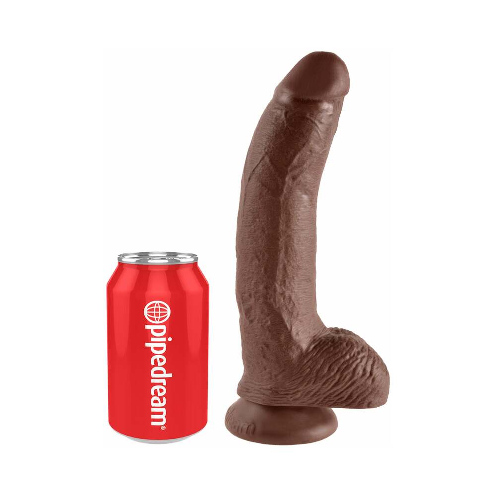 Pipedream King Cock 9 in. Cock With Balls Realistic Suction Cup Dildo Brown