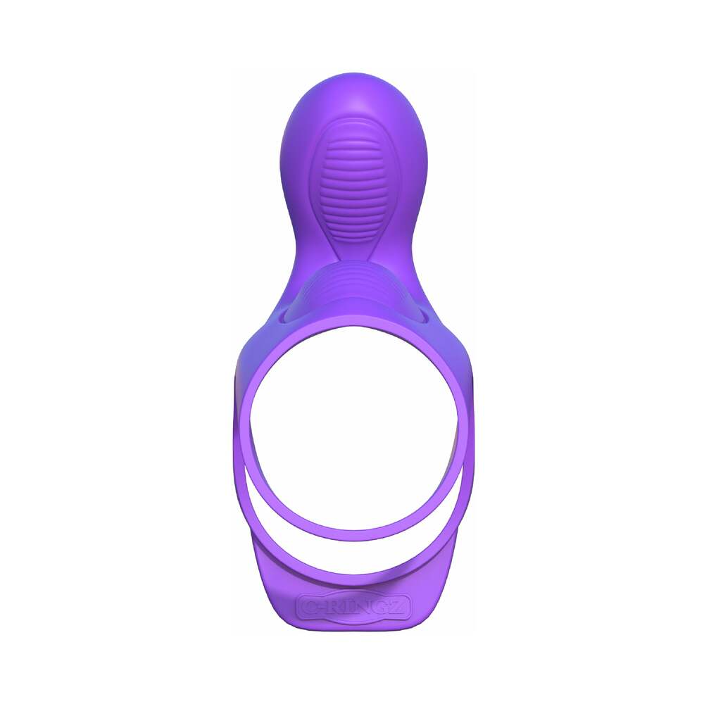 Pipedream Fantasy C-Ringz Ultimate Couples Cage Vibrating Silicone Cock Sheath With Clitoral Stimulation Purple