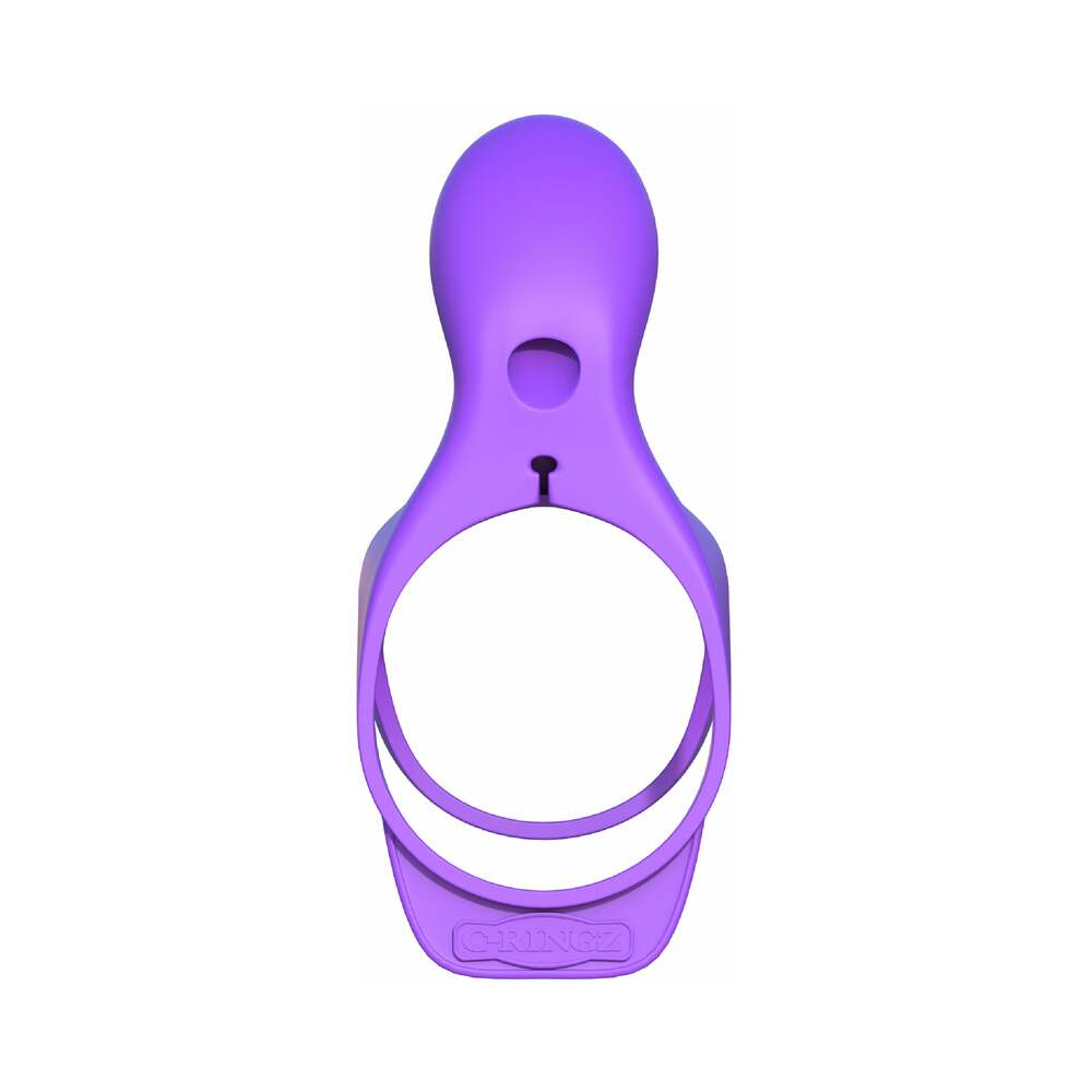 Pipedream Fantasy C-Ringz Ultimate Couples Cage Vibrating Silicone Cock Sheath With Clitoral Stimulation Purple