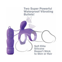 Pipedream Fantasy C-Ringz Ultimate Couples Cage Vibrating Silicone Cock Sheath With Clitoral Stimulation Purple