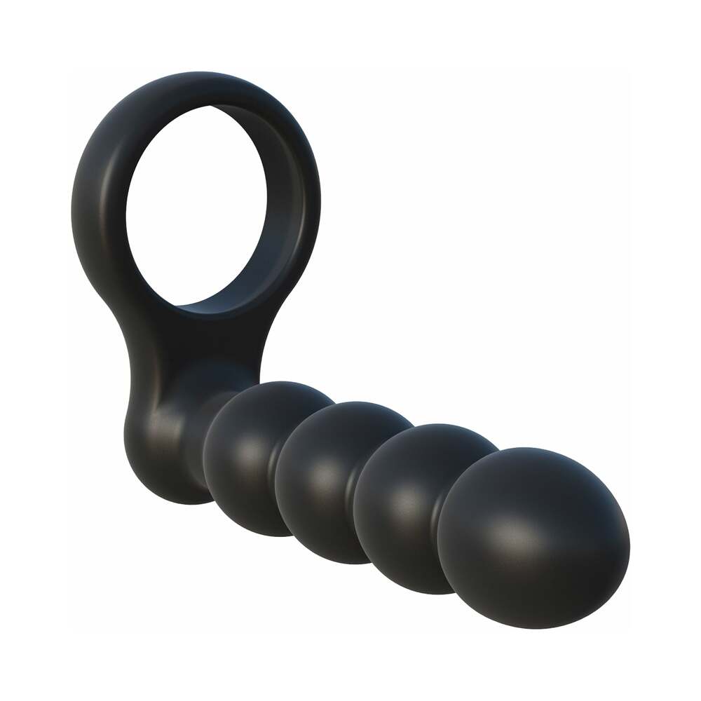 Pipedream Fantasy C-Ringz Remote Control Double Penetrator Vibrating Silicone Dual Entry Cockring Black