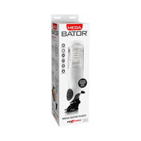 PDX Mega-Bator Pussy Rechargeable Rotating Thrusting Stroker With Hands-Free Suction Cup Clear/White