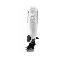 PDX Mega-Bator Pussy Rechargeable Rotating Thrusting Stroker With Hands-Free Suction Cup Clear/White