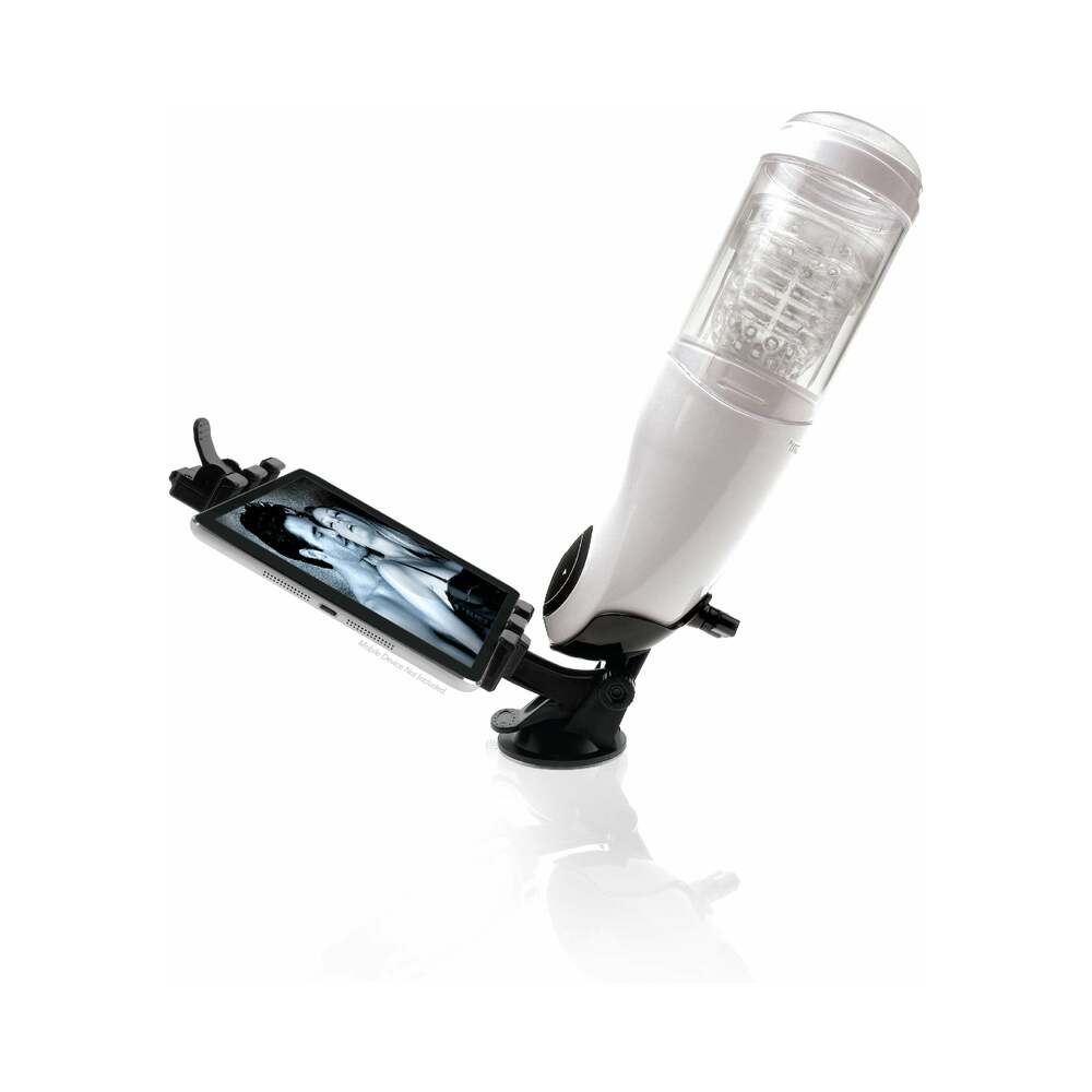 PDX Mega-Bator Pussy Rechargeable Rotating Thrusting Stroker With Hands-Free Suction Cup Clear/White