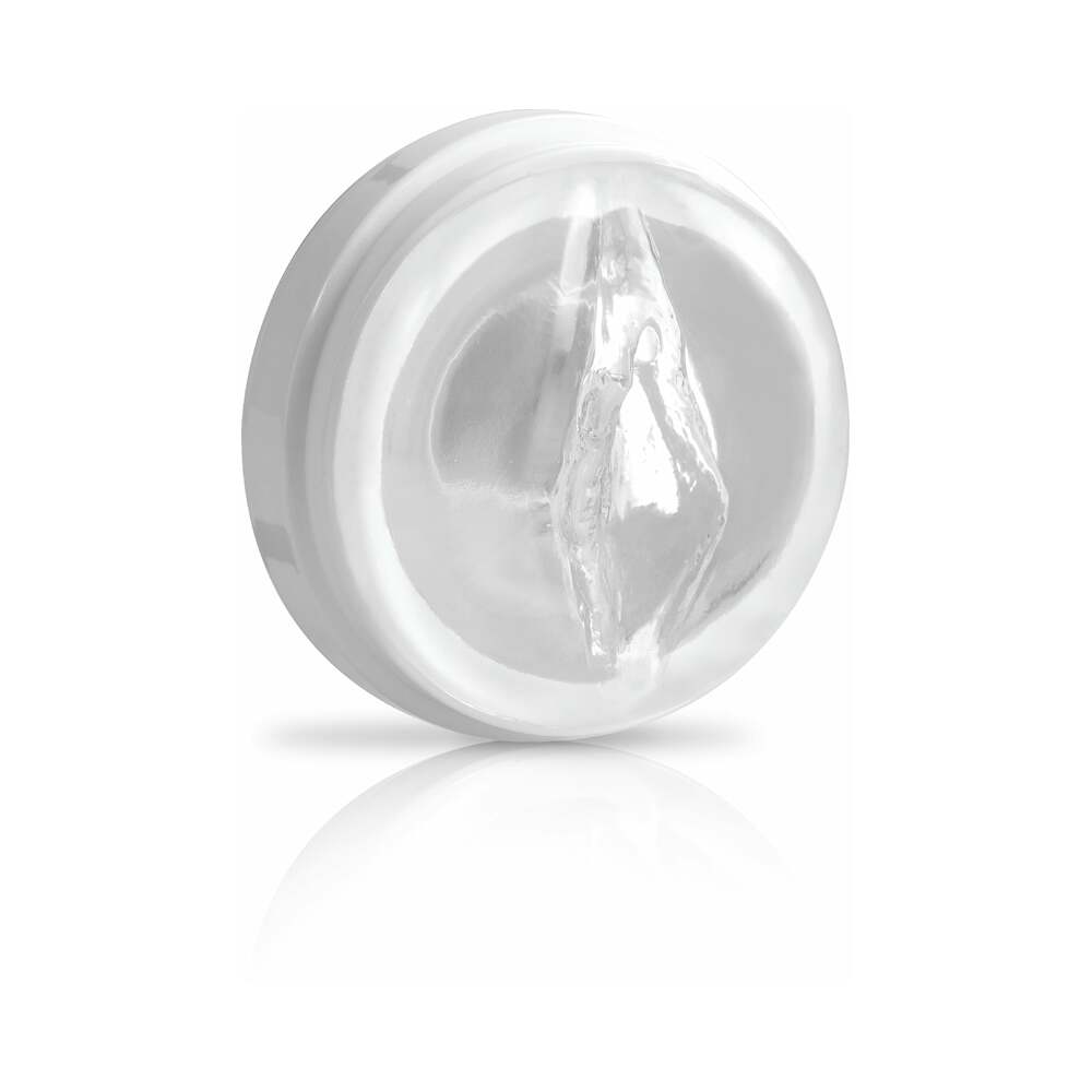 PDX Mega-Bator Pussy Rechargeable Rotating Thrusting Stroker With Hands-Free Suction Cup Clear/White