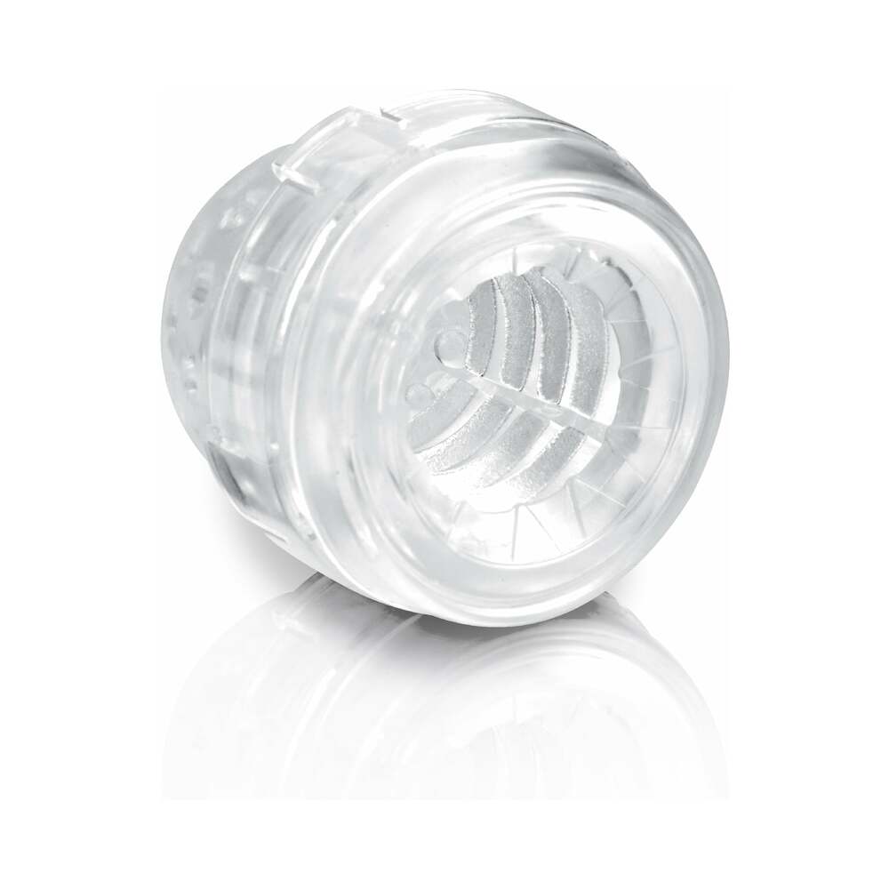 PDX Mega-Bator Pussy Rechargeable Rotating Thrusting Stroker With Hands-Free Suction Cup Clear/White