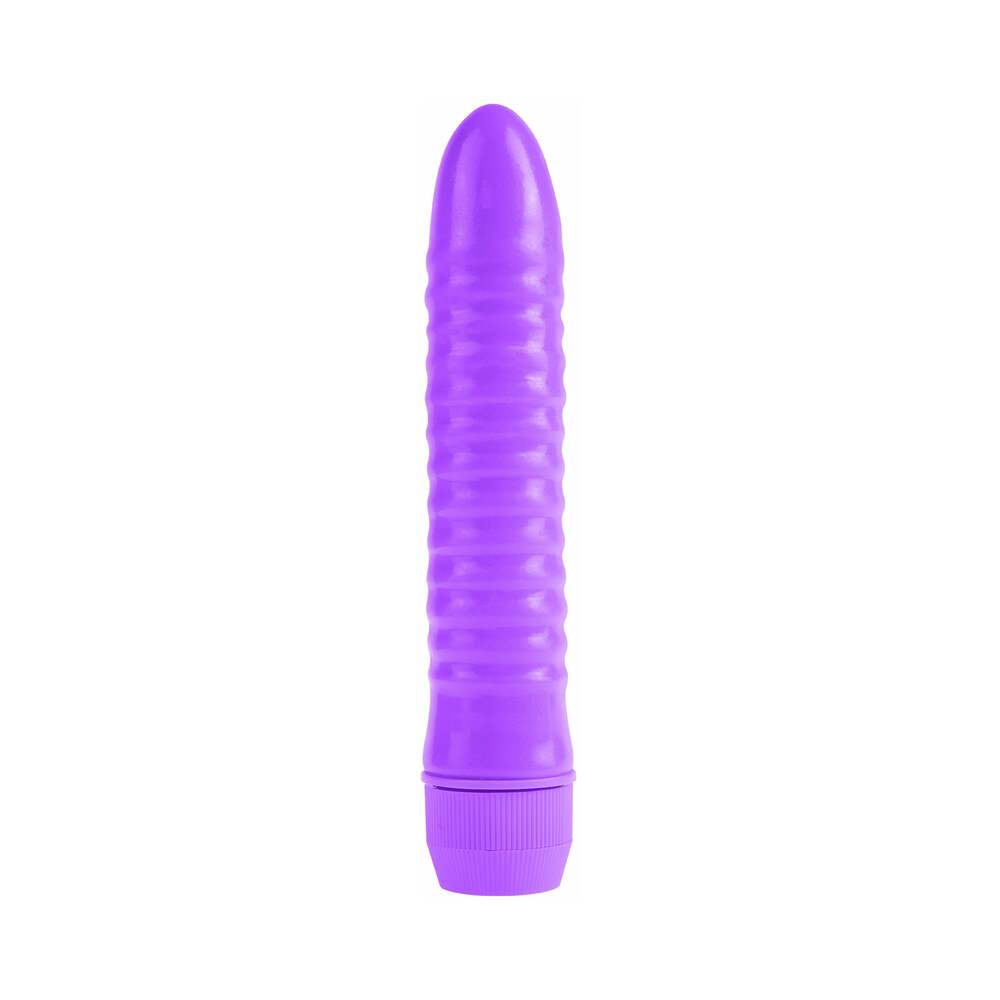 Pipedream Neon Ribbed Rocket Waterproof Slimline Vibrator Purple