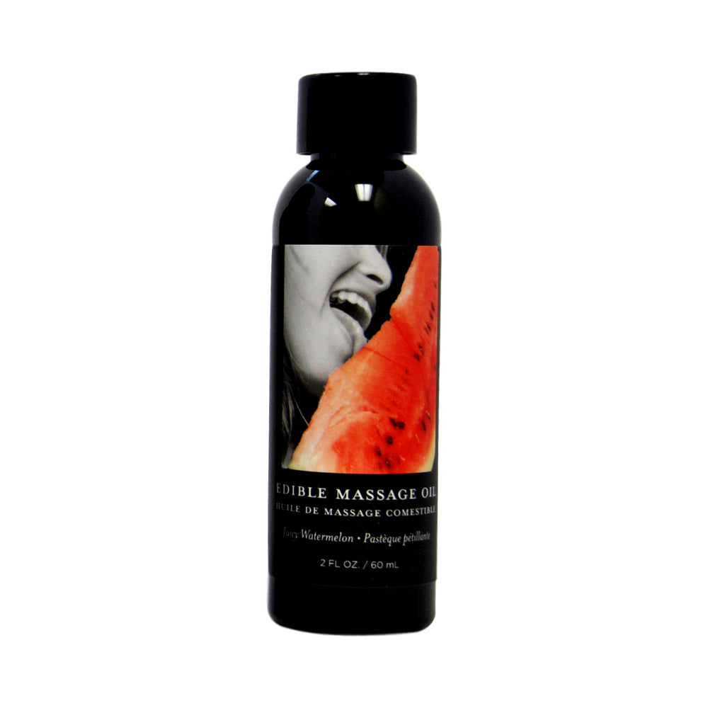 Earthly Body Edible Gift Set with Vanilla, Strawberry and Watermelon 2 oz massage Oils 2 oz