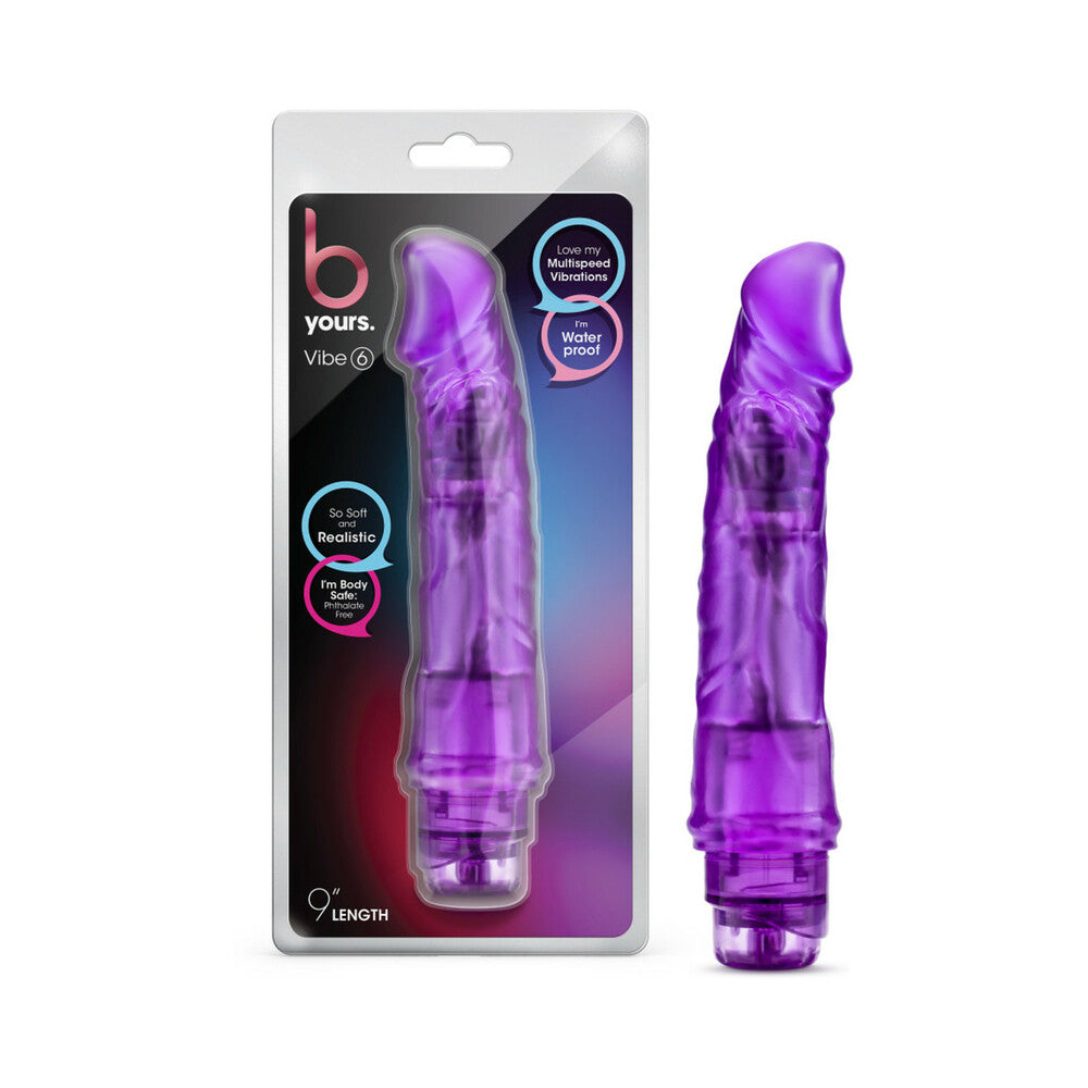 Blush B Yours Vibe 6 Realistic 9.25 in. Vibrating Dildo Purple