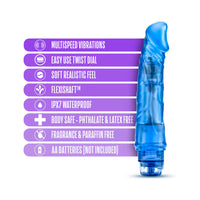 Blush B Yours Vibe 6 Realistic 9.25 in. Vibrating Dildo Blue