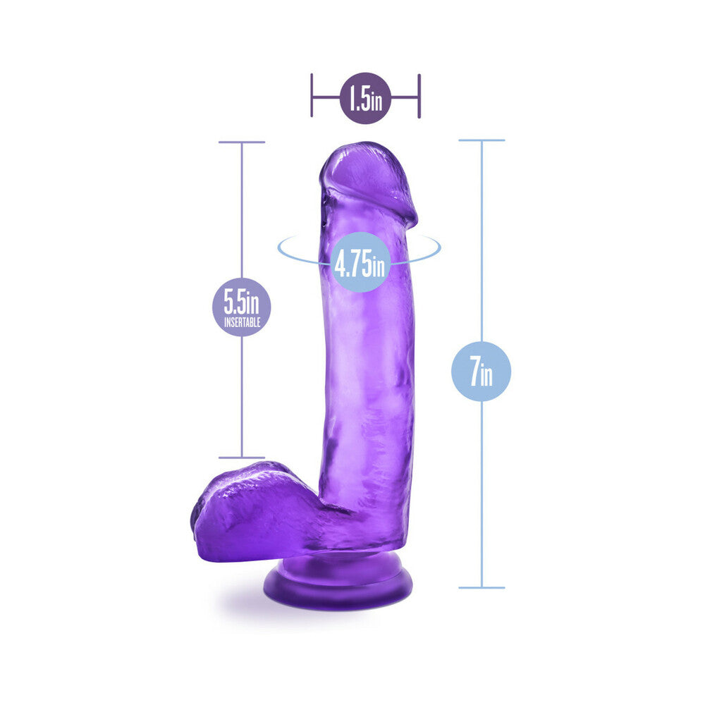 Blush B Yours Sweet 'n Hard 1 Realistic 7 in. Dildo with Balls & Suction Cup Purple