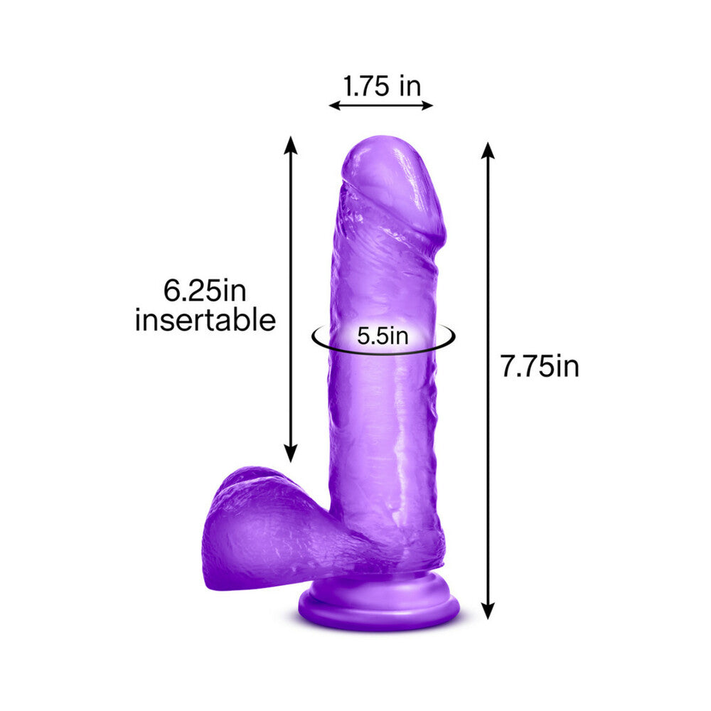 Blush B Yours Sweet 'n Hard 2 Realistic 7.75 in. Dildo with Balls & Suction Cup Purple