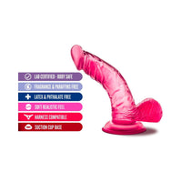 Blush B Yours Sweet 'n Hard 8 Realistic 6.5 in. Dildo with Balls & Suction Cup Pink