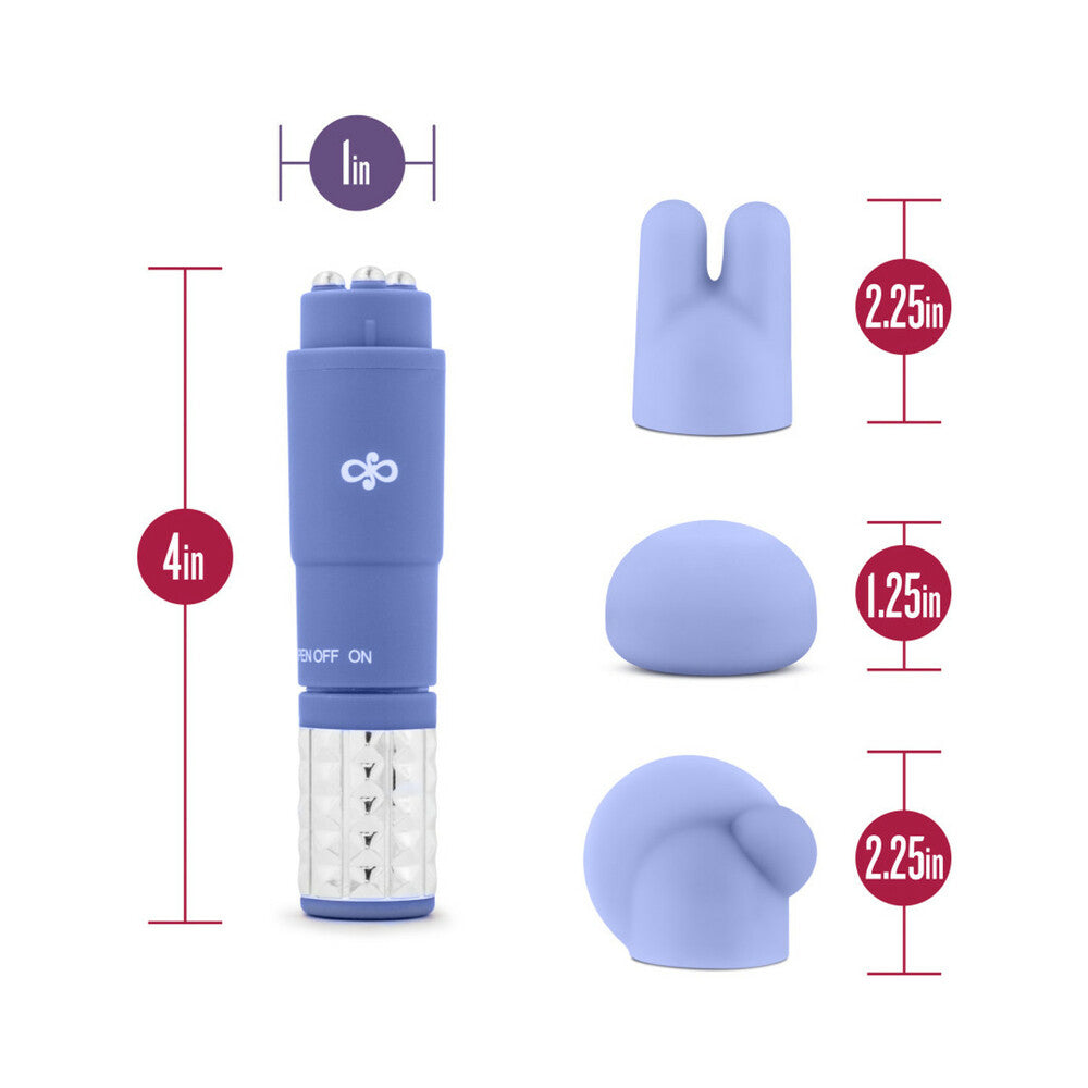 Blush Rose Revitalize Massage Kit with Mini Vibrator & 3 Silicone Attachments Periwinkle