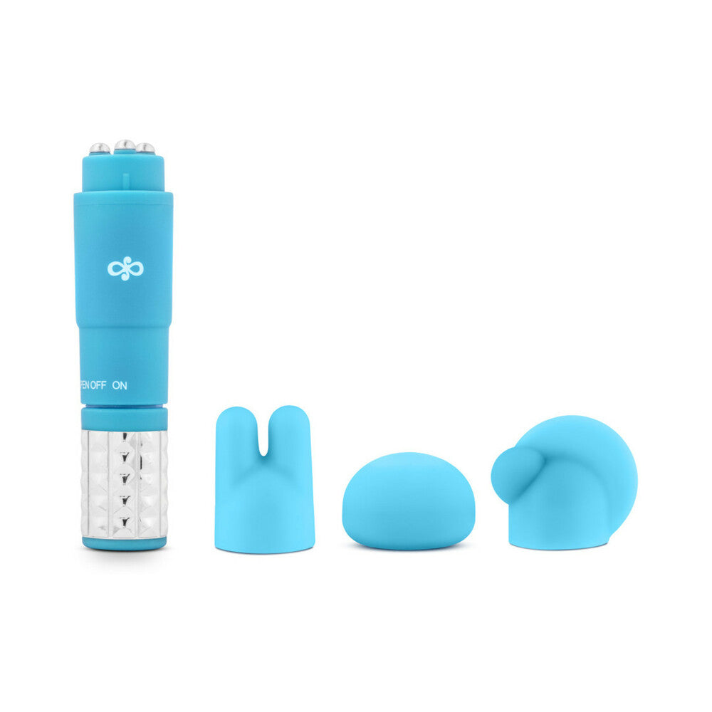 Blush Rose Revitalize Massage Kit with Mini Vibrator & 3 Silicone Attachments Blue