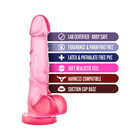 Blush B Yours Sweet 'n Hard 4 Realistic 7 in. Dildo with Balls & Suction Cup Pink