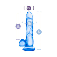 Blush B Yours Sweet 'n Hard 4 Realistic 7 in. Dildo with Balls & Suction Cup Blue