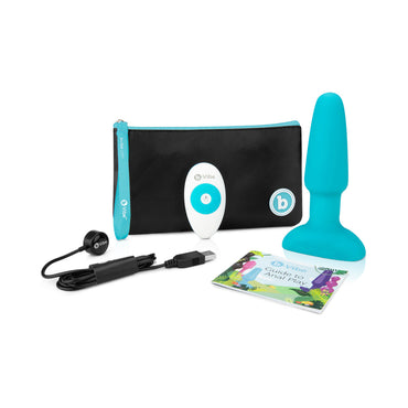 b-Vibe Rimming 2 Rechargeable Remote-Controlled Vibrating Silicone Anal Plug with Rotating Beads Teal