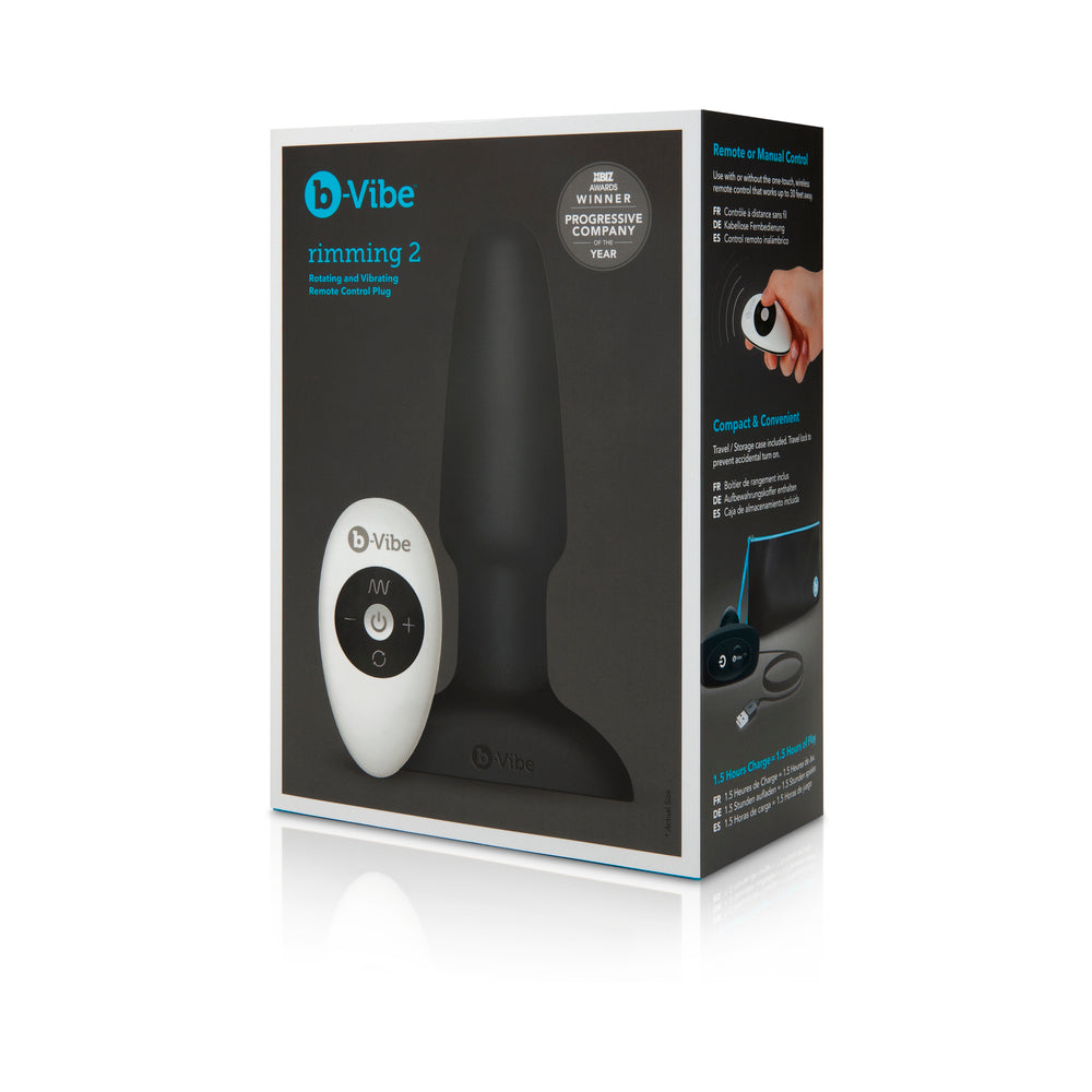 b-Vibe Rimming Rechargeable Remote-Controlled Vibrating Silicone Anal Plug with Rotating Beads Black