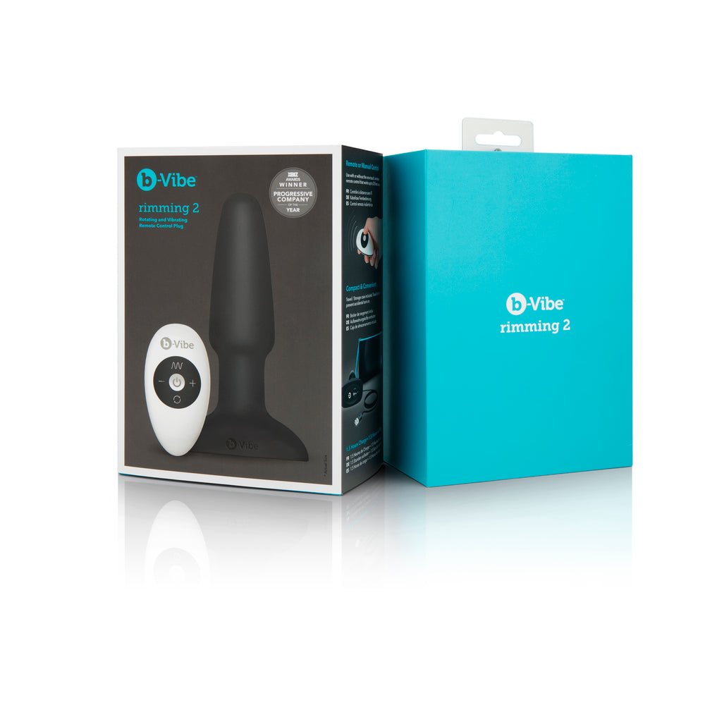 b-Vibe Rimming Rechargeable Remote-Controlled Vibrating Silicone Anal Plug with Rotating Beads Black