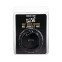 Rock Solid Adjustable Leather 3 Snap Cock Ring (Black)