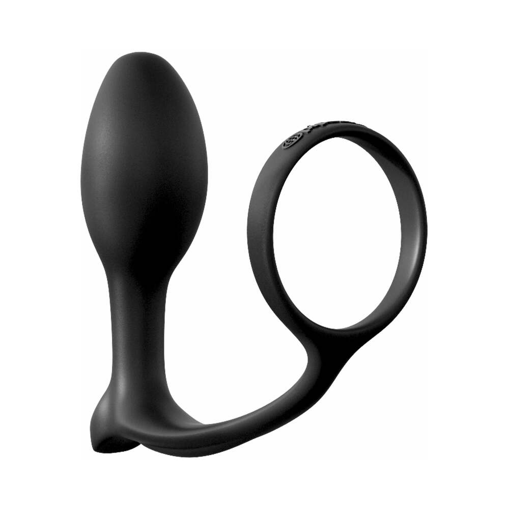 Pipedream Anal Fantasy Collection Silicone Ass-Gasm Cock Ring Beginner's Plug Black