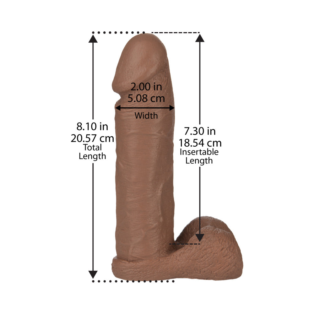 Vac-U-Lock - 8 Inch Realistic Cock Brown