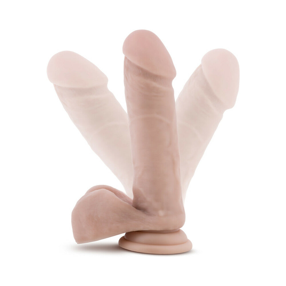 Blush Au Naturel 8 in. Posable Dual Density Dildo with Balls & Suction Cup Beige