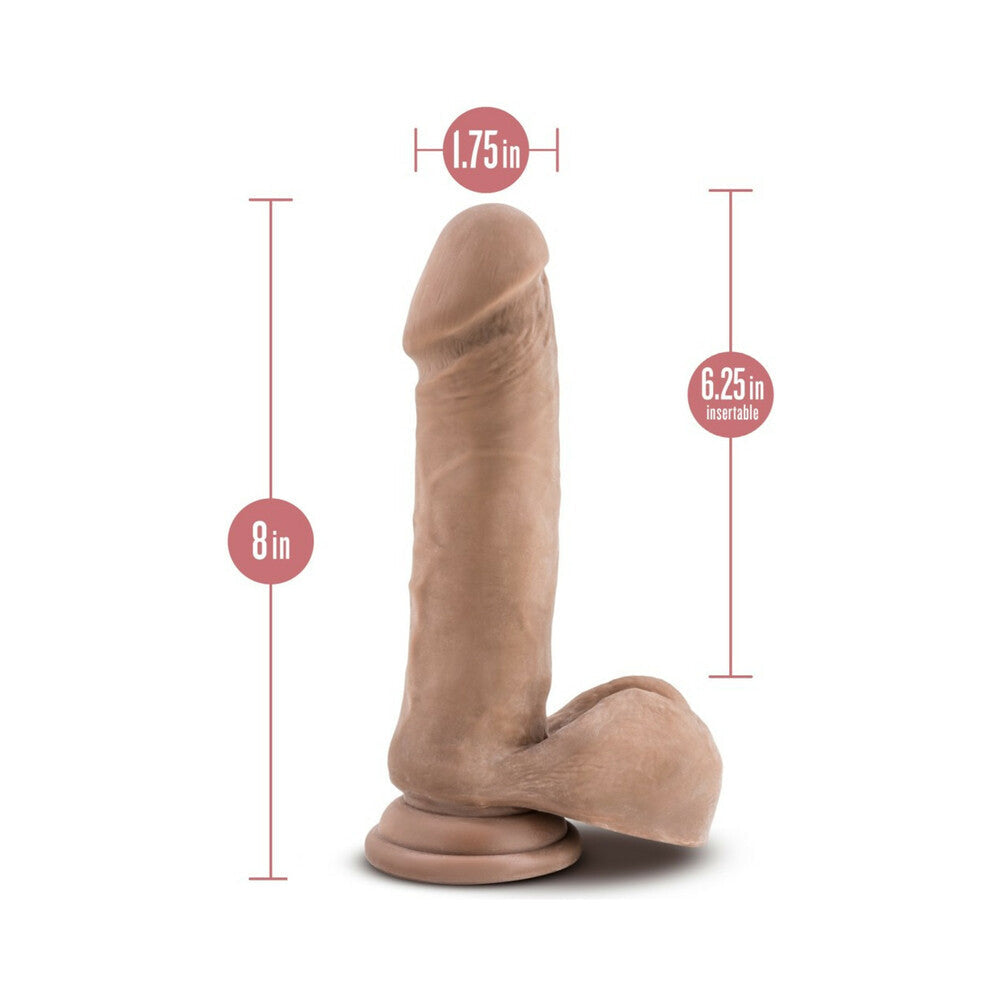 Blush Au Naturel 8 in. Posable Dual Density Dildo with Balls & Suction Cup Tan